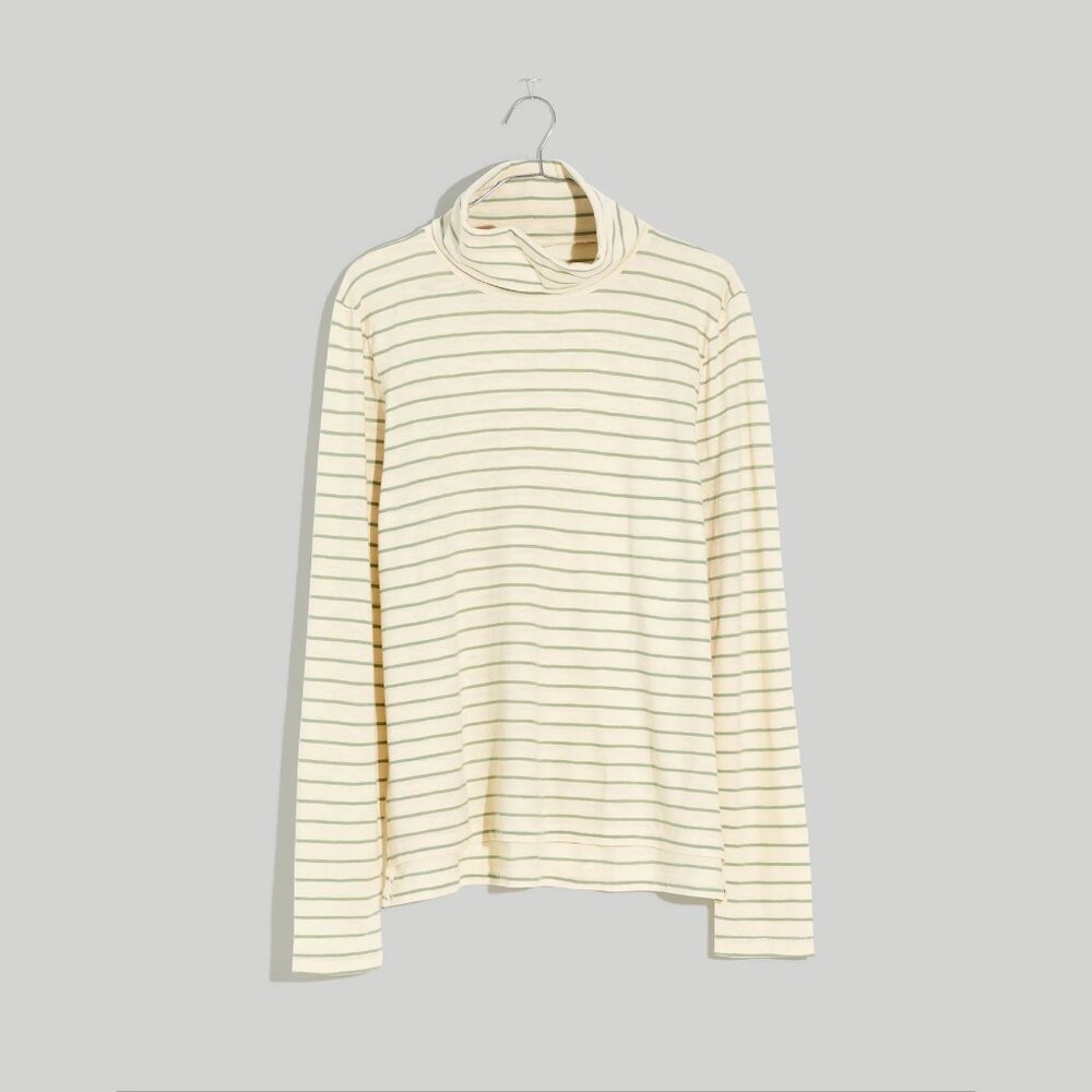 Whisper Cotton Turtleneck in Ronnie Stripe Small